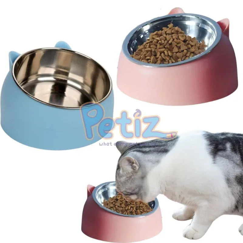 Gamelle inox inclinée confortable pour chat et chien