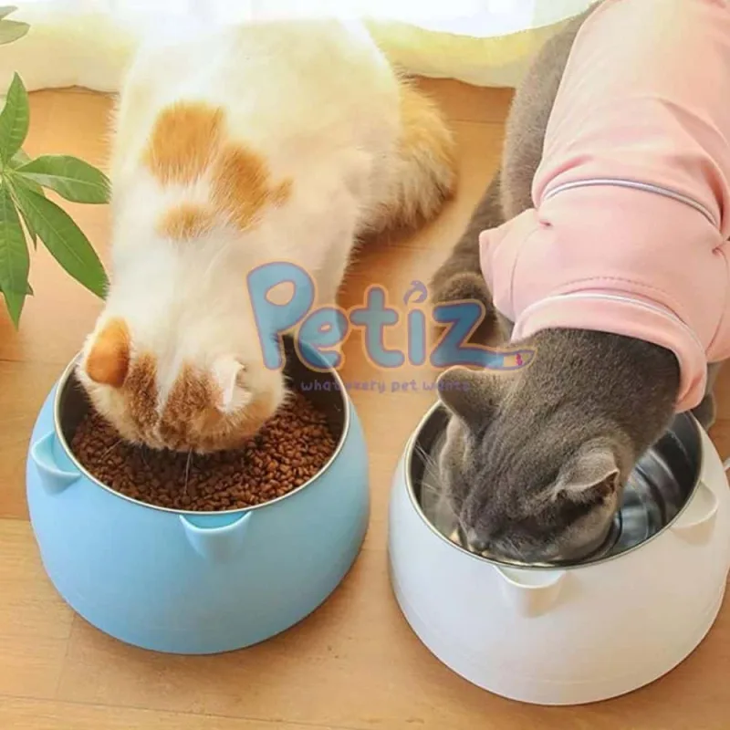 Gamelle inox inclinée confortable pour chat et chien