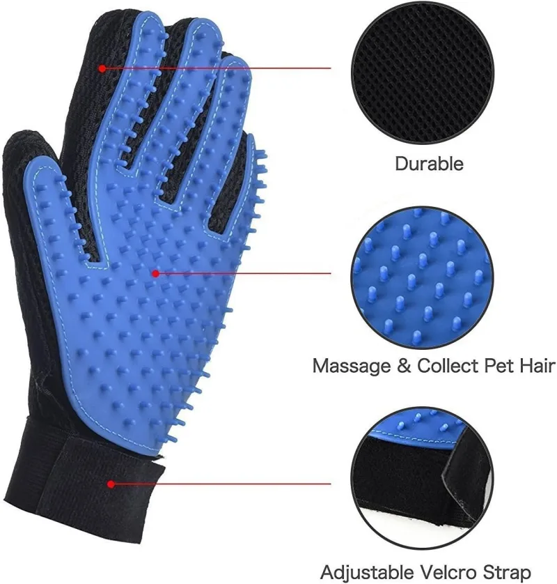 Gant de Toilettage du Chien et du Chat | Action 4 en 1 – Brossage, Massage, Bain et Récupération des Poils | Gant Brosse Chat et Chien en Silicone Convient à Toutes Tailles de Pelage.