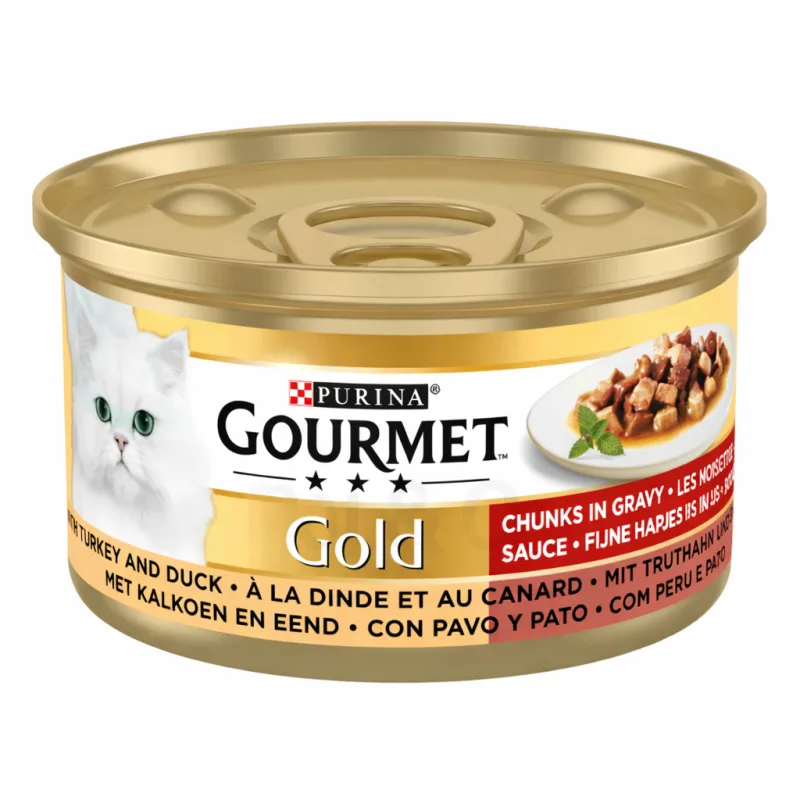 Gourmet Gold Casserole pour Chat au Canard & Dinde – Pâtée Premium en Sauce pour Chat Adulte