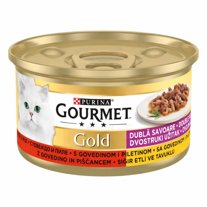 Gourmet Gold Double Pleasure Bœuf & Poulet – Pâtée Premium pour Chat Adulte en Sauce