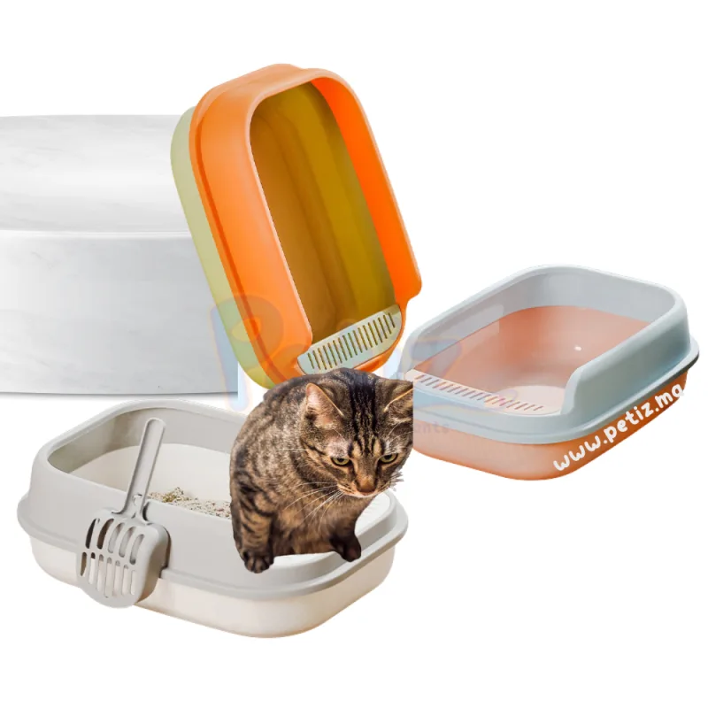 Grand bac à litière avec extension et pelle de nettoyage pour hygiène animaux chat et chien maroc