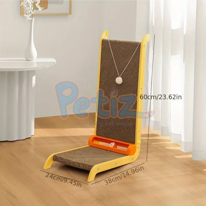 Griffoir avec jouet pour chat en forme L protéger un fauteuil ou canapé des griffes