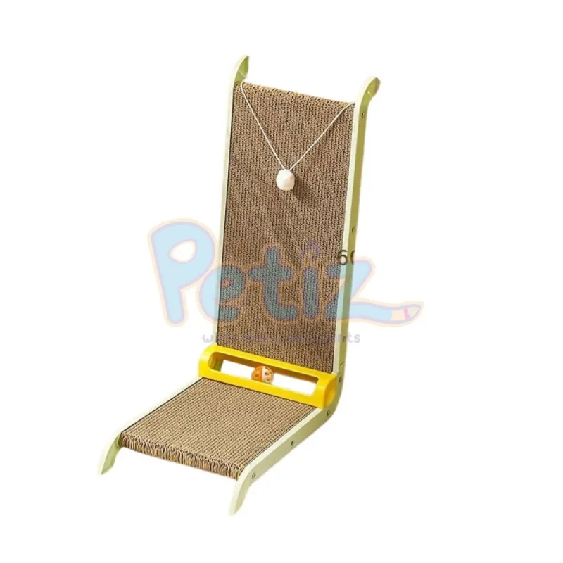 Griffoir avec jouet pour chat en forme L protéger un fauteuil ou canapé des griffes
