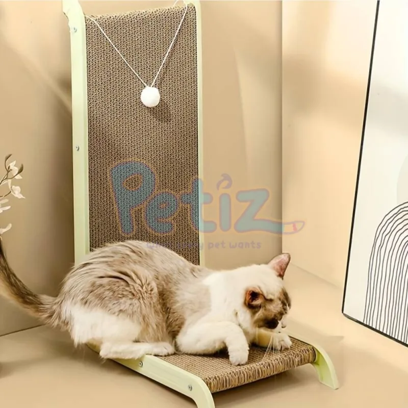 Griffoir avec jouet pour chat en forme L protéger un fauteuil ou canapé des griffes