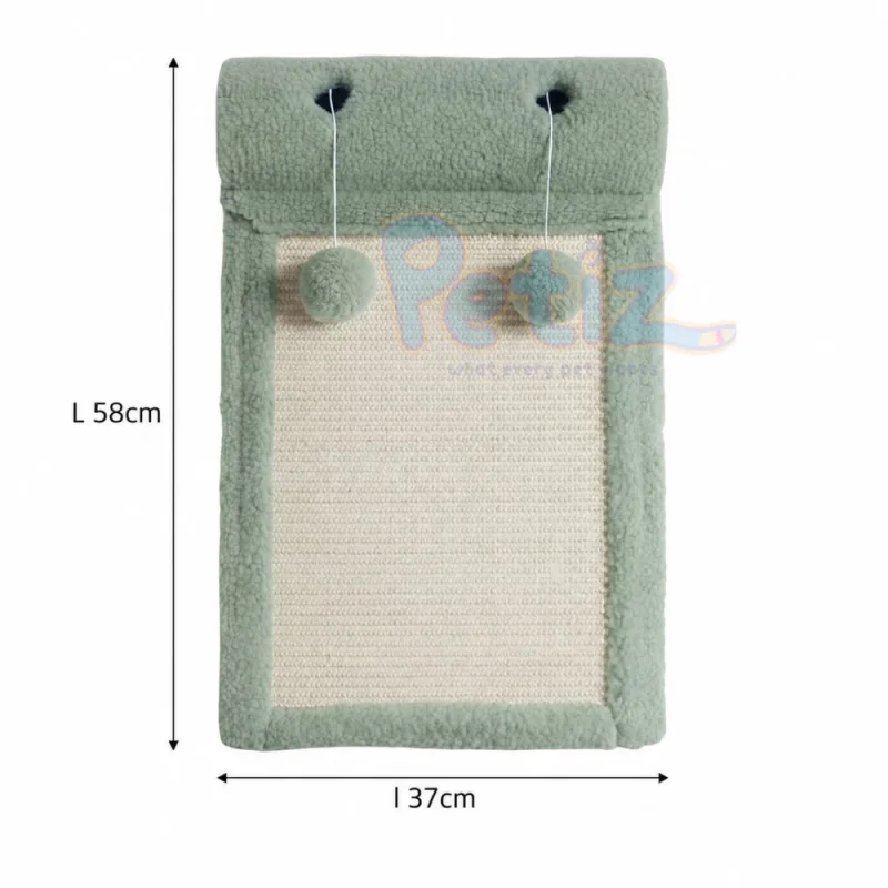 Griffoir Mural pour Chat en Sisal avec 2 Balles Suspendues – 58 × 37 cm – Grattoir Mural Résistant