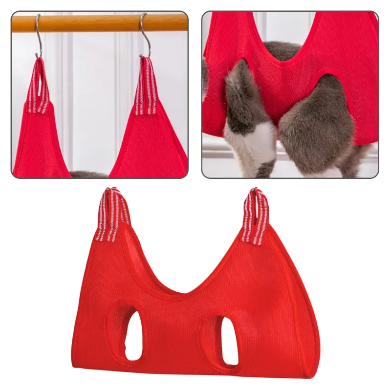 Hamac de Toilettage respirant à suspendre, 2 en 1 pour Chats et Petits Chiens – Coupe Griffes et Toilettage avec 2 Crochets.