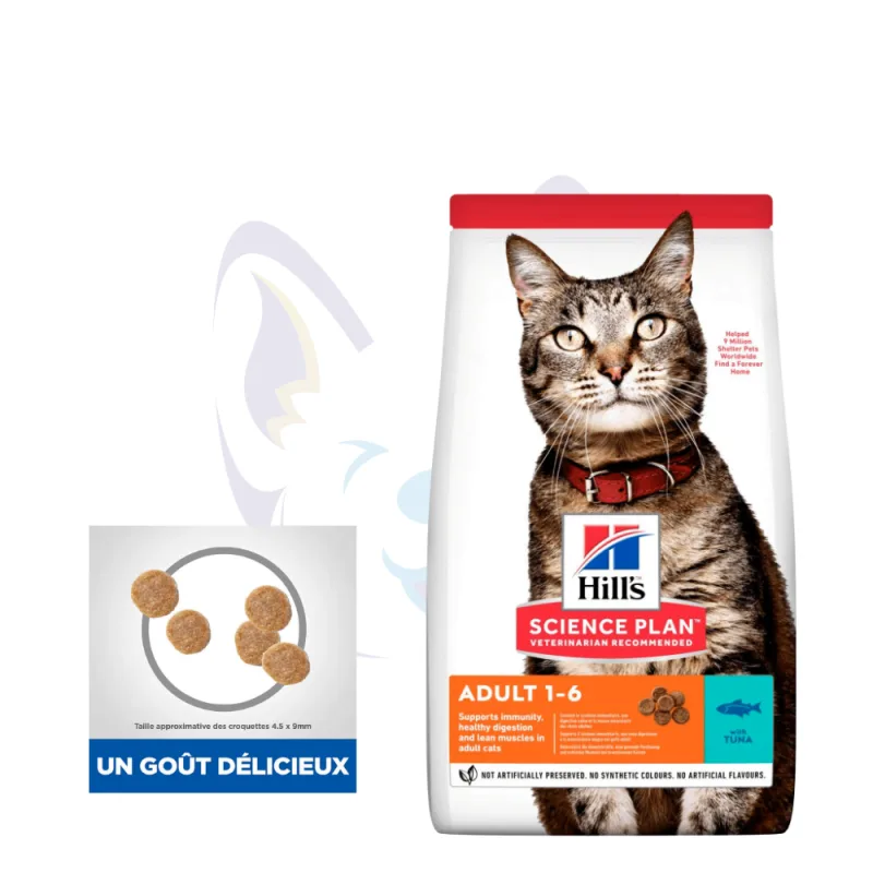 Hill's Science Plan Adult Tuna Nutrition Ciblée pour Chats Adultes Soutien Cardiaque et Urinaire Beauté de la Peau et du Pelage Soutien Cardiaque et Urinaire Hills