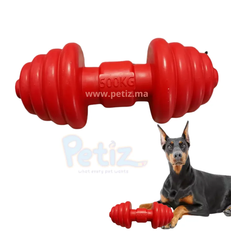 Jouet Haltère Rouge Ultra Résistant pour Chiens – Caoutchouc Naturel Indestructible – Nettoyage Dentaire & Anti-Stress