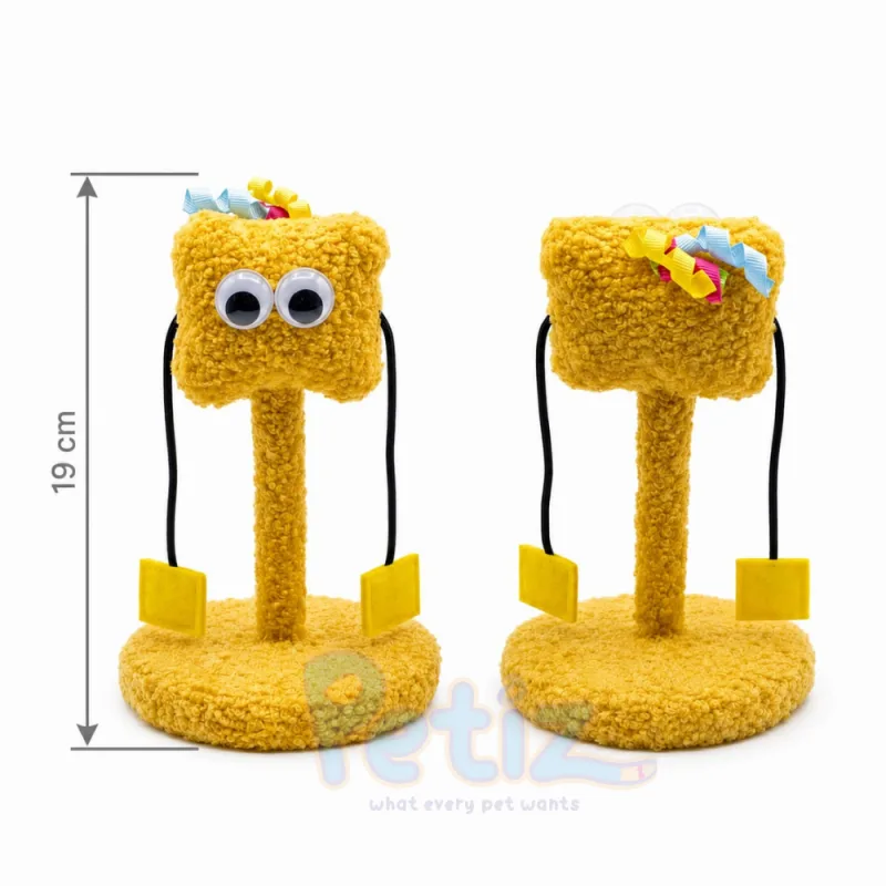 Jouet Interactif en Peluche pour Chaton – Figurine Rigolote avec Élastiques – H 19cm