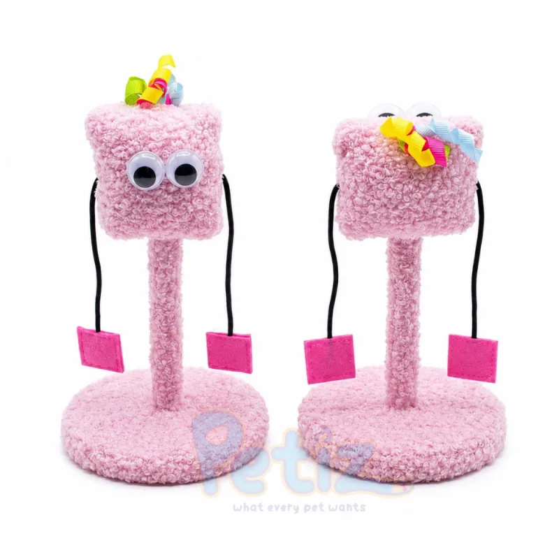 Jouet Interactif en Peluche pour Chaton – Figurine Rigolote avec Élastiques – H 19cm