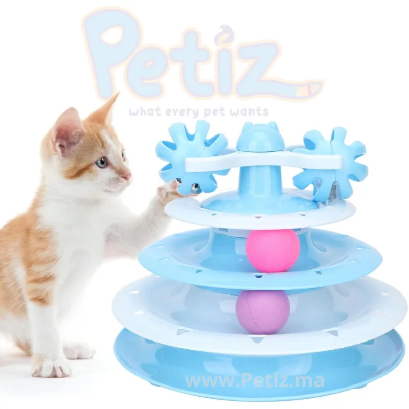 Jouet pour Chat – Tour de balle à 4 étages avec rotation à 360