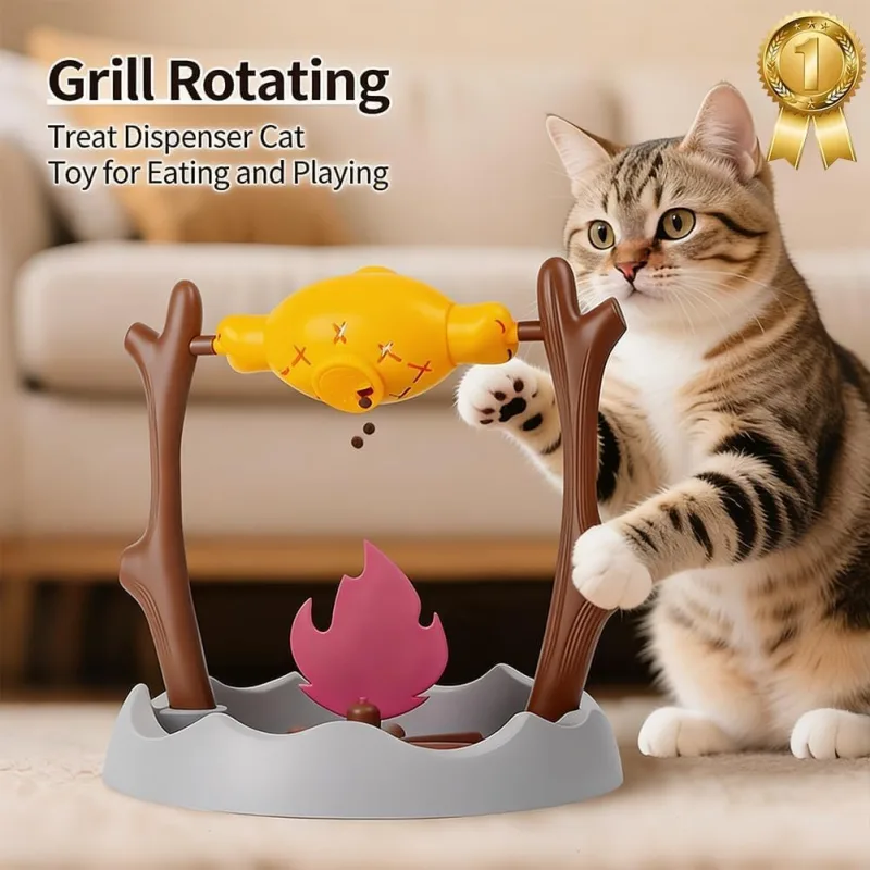Jouet Rotatif pour Chat – Distributeur de Croquettes et Friandises