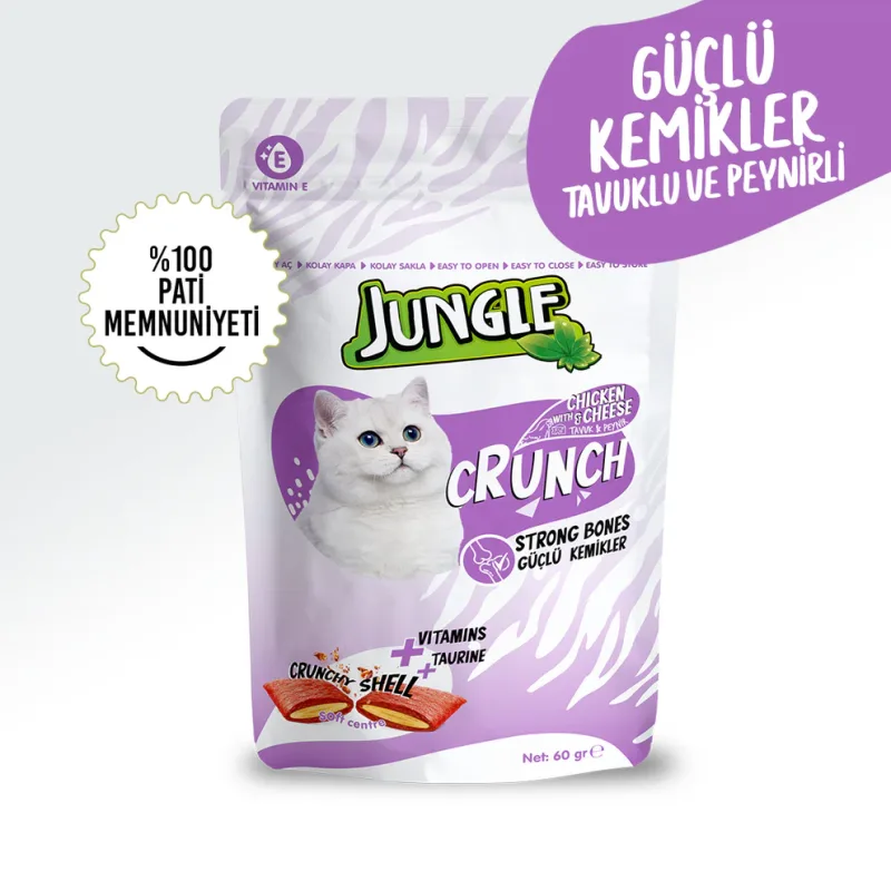 Jungle Biscuits Crunch Hairball Control pour Chat au Poulet et Fromage | Friandises Anti-Boules de Poils