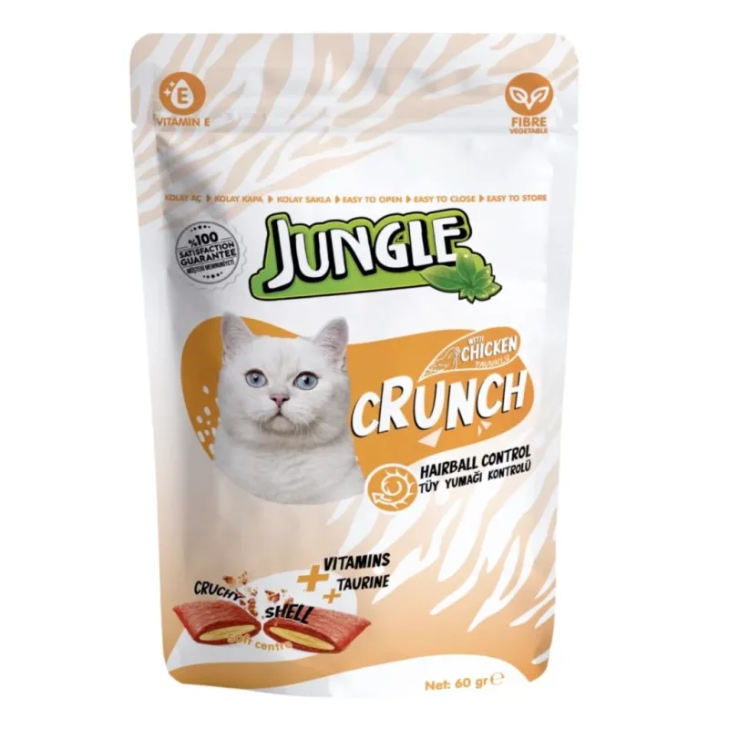 Jungle Crunch Hairball Control Poulet – Friandises Anti-Boules de Poils pour Chat