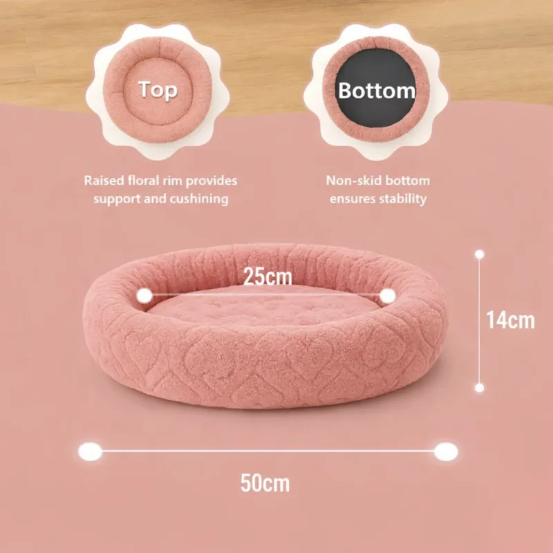 Lit Donut pour Chat et Petit Chien – Coussin Rond Anti-Stress Ultra Doux | Panier Confortable et Moelleux