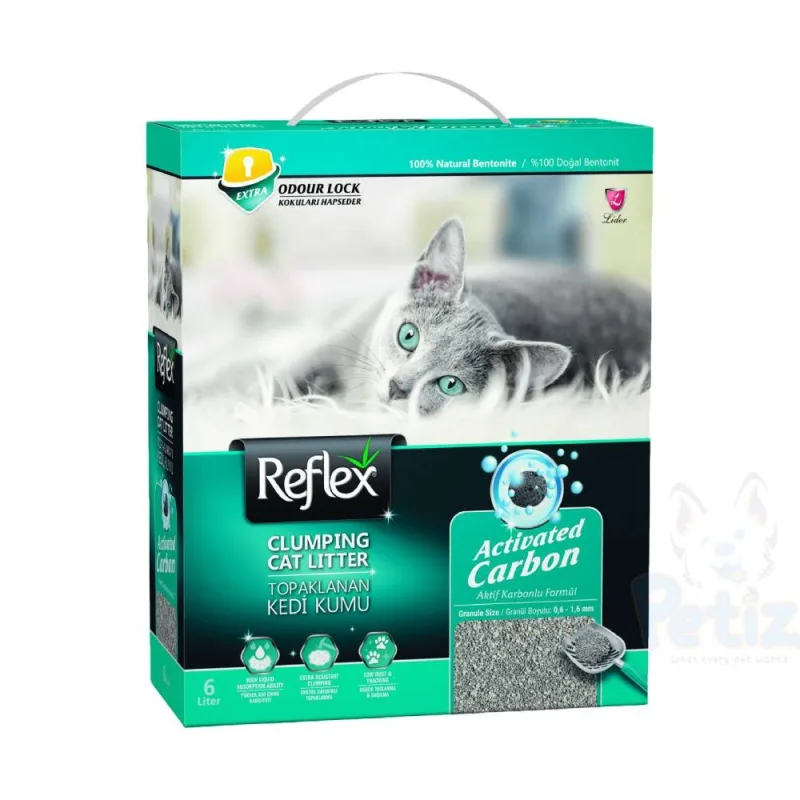Litière Agglomérante au Charbon Actif Reflex pour Chat – Ultra Absorbante, Anti-Odeurs