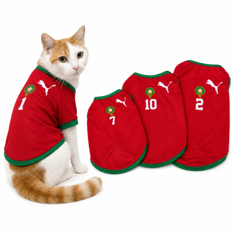 Maillot Maroc pour Chat et Chien – Jersey Supporter Lions de l’Atlas Rouge et Vert