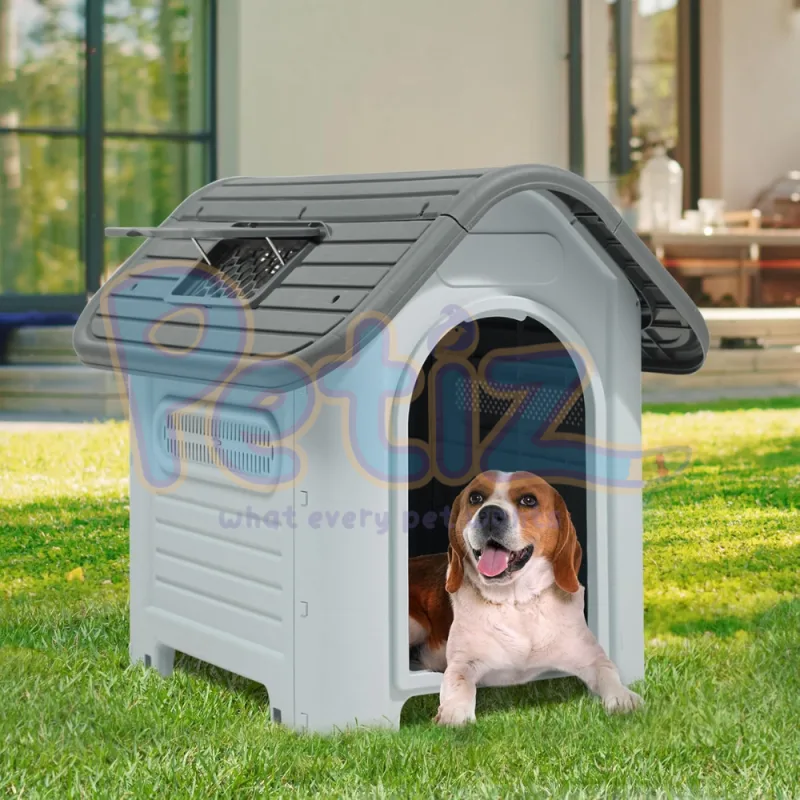 Niche pour chien en plastique imperméable et isolée – Abri robuste et résistant aux intempéries pour l’extérieur et l’intérieur