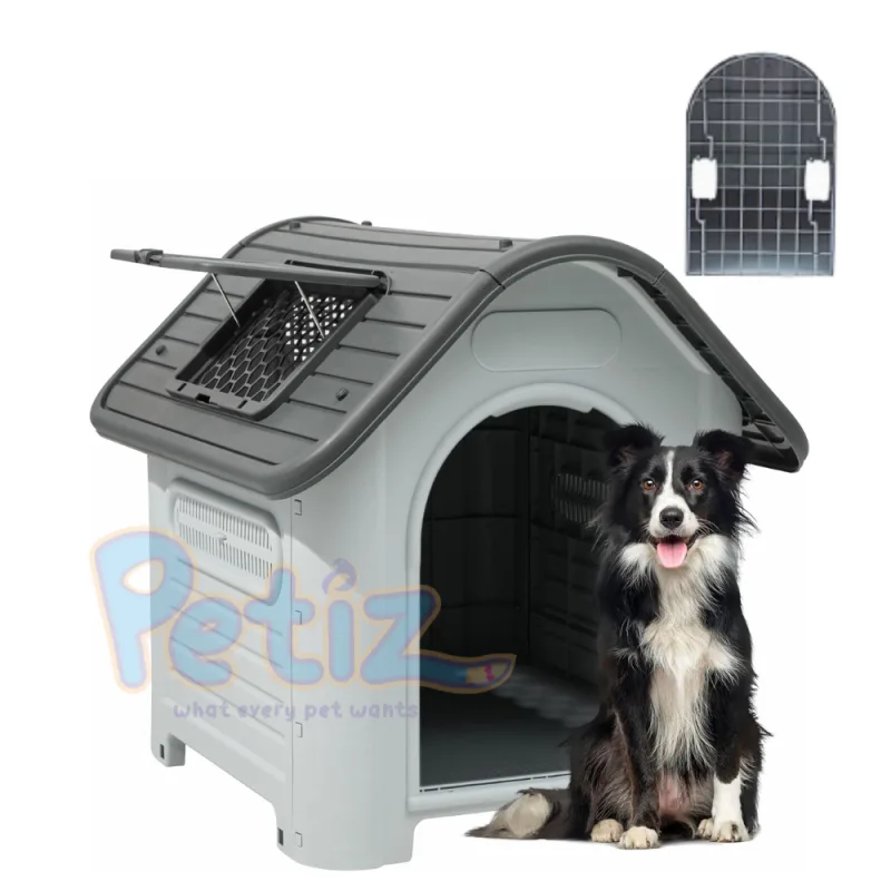 Niche pour chien en plastique imperméable et isolée – Abri robuste et résistant aux intempéries pour l’extérieur et l’intérieur