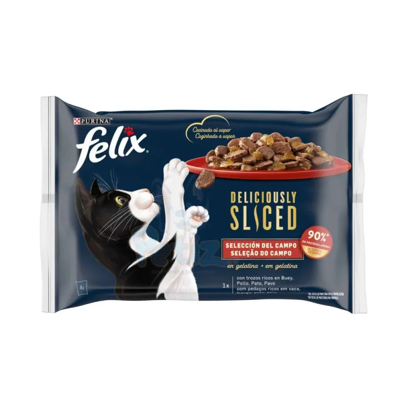 Nourriture Humide pour Chat Adulte – Tranches Délicieuses Sélection de Poissons – Purina Felix