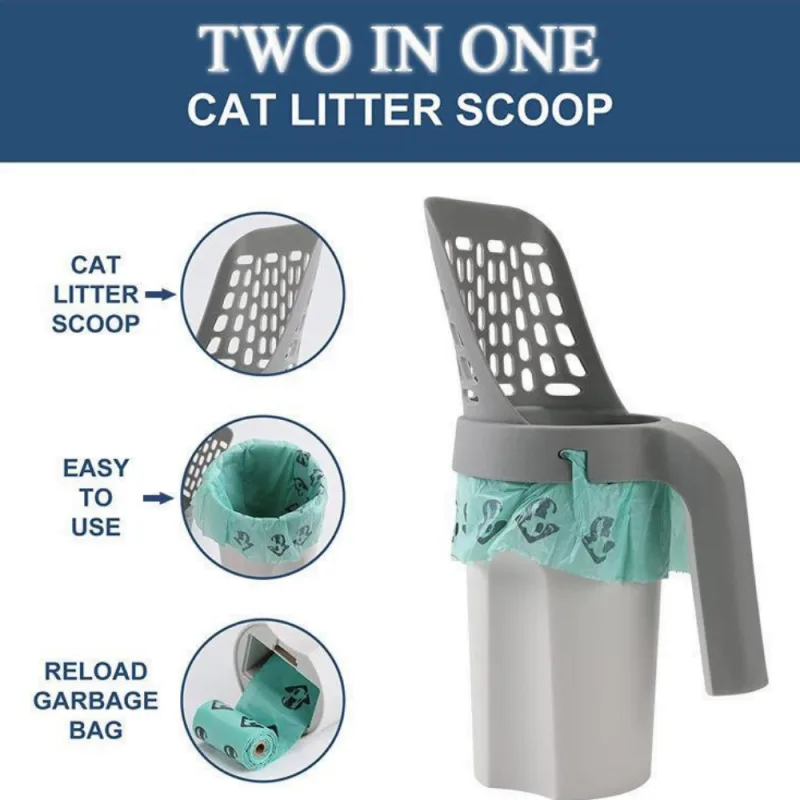 Pelle à litière pour chat 2en1 avec Sac en plastique
