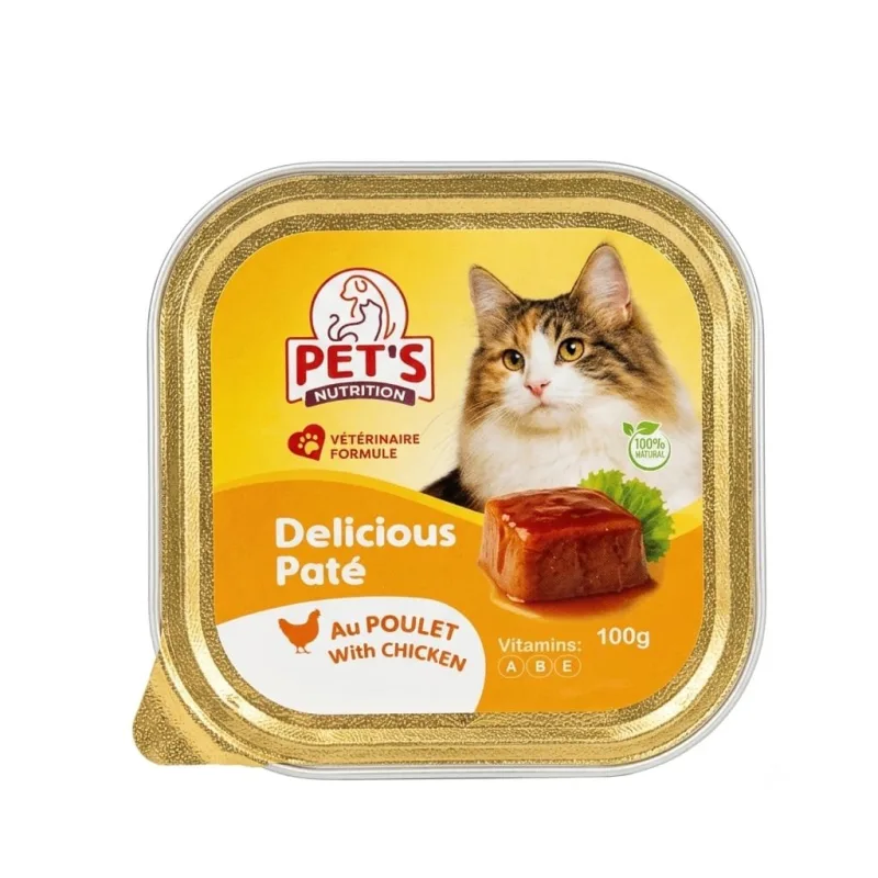 PET’S Nutrition Delicious Paté au Poulet pour Chat Adulte – Pâtée Complète Riche en Poulet