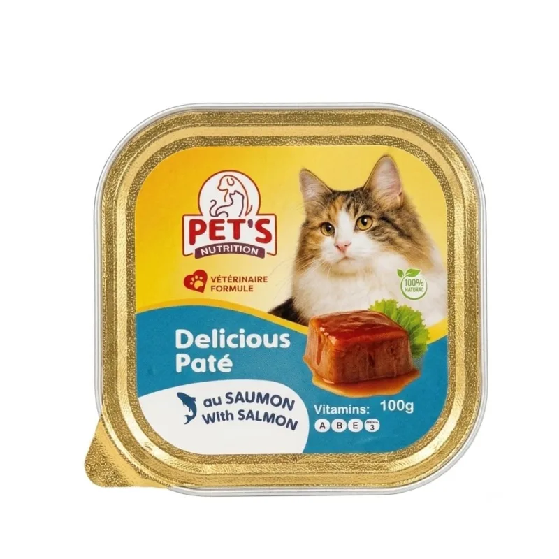 PET’S Nutrition Delicious Paté au Saumon pour Chat Adulte – Pâtée Complète Riche en Saumon