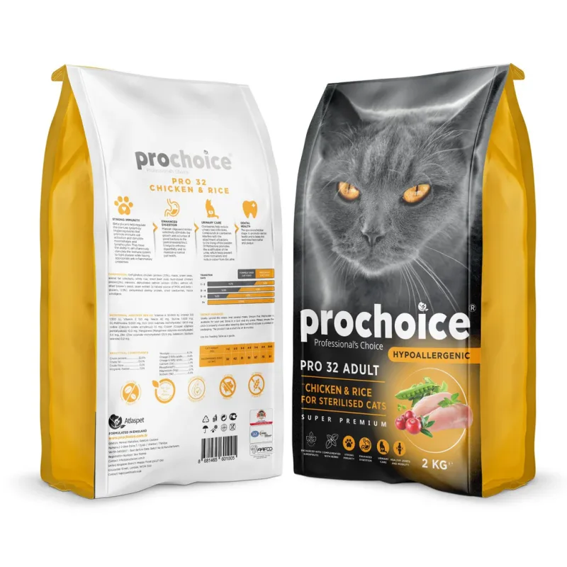 ProChoice Pro32 Chicken & Rice Recipe pour Chat Adulte et stérilisé