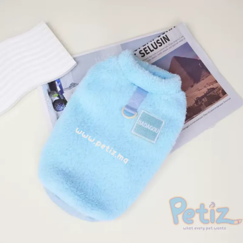 Pull en Polaire Sherpa pour Chat et Petit Chien avec Anneau en D Intégré – Vêtement Chaud et Confortable pour Automne, Hiver et Printemps Frais