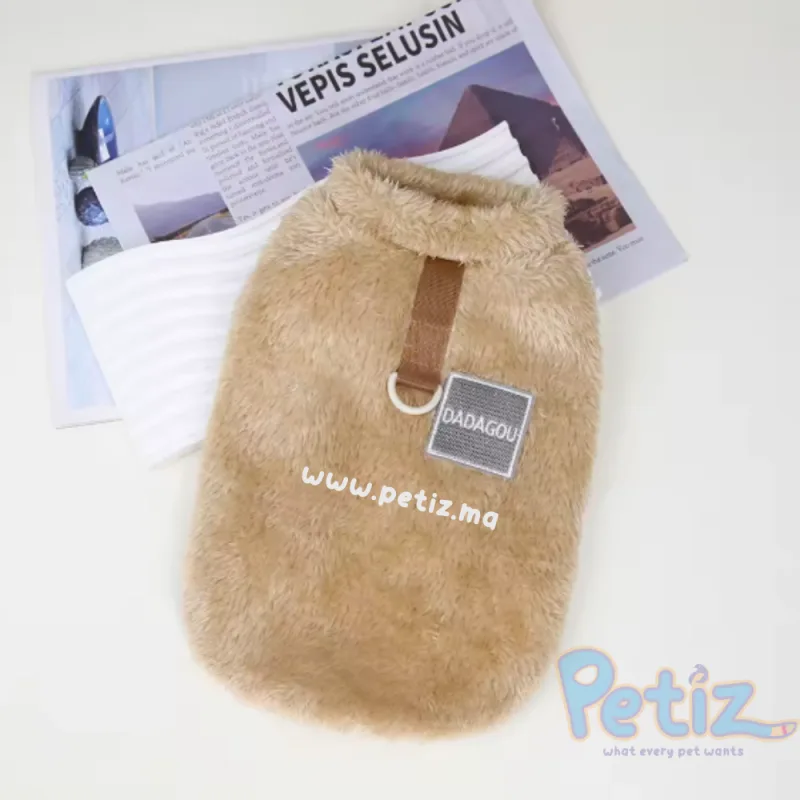 Pull en Polaire Sherpa pour Chat et Petit Chien avec Anneau en D Intégré – Vêtement Chaud et Confortable pour Automne, Hiver et Printemps Frais