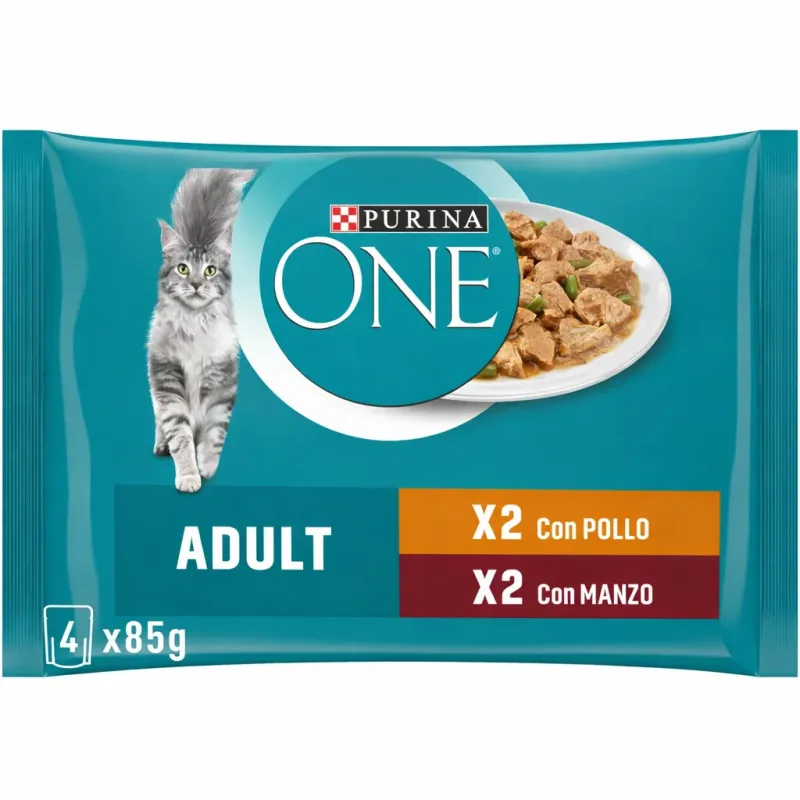 Purina One Adult Sachets Fraîcheur Poulet & Bœuf | Alimentation Humide Complète pour Chat Adulte