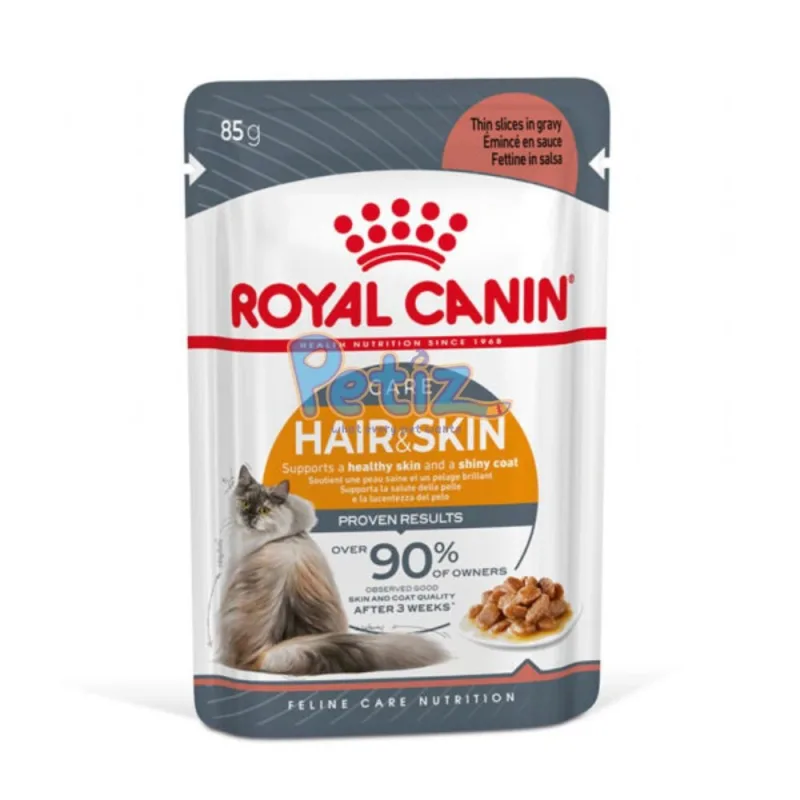 Royal Canin Hair And Skin en sauce Aliment complet pour chats adultes de 1 à 7 ans maintenir une peau saine et un poil brillant