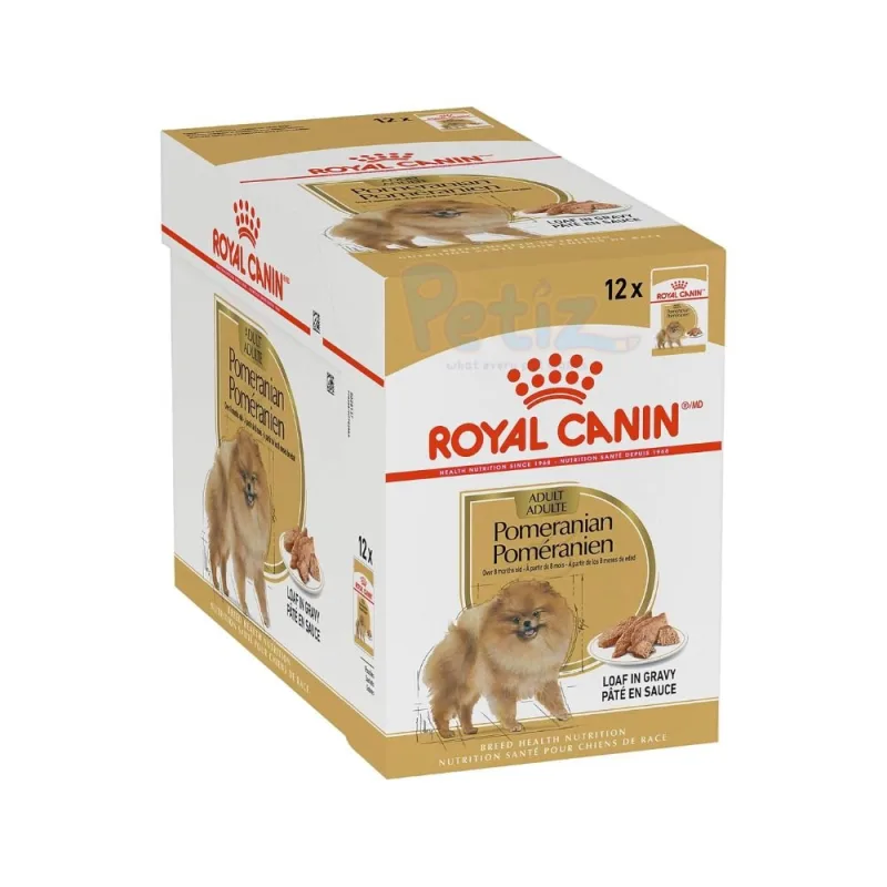 Royal Canin Pomeranian Adult – Nourriture Humide en Pâtée pour Chien Adulte de Petite Race – Sachets Fraîcheur de – Santé Digestive, Peau et Pelage, Haute Appétence