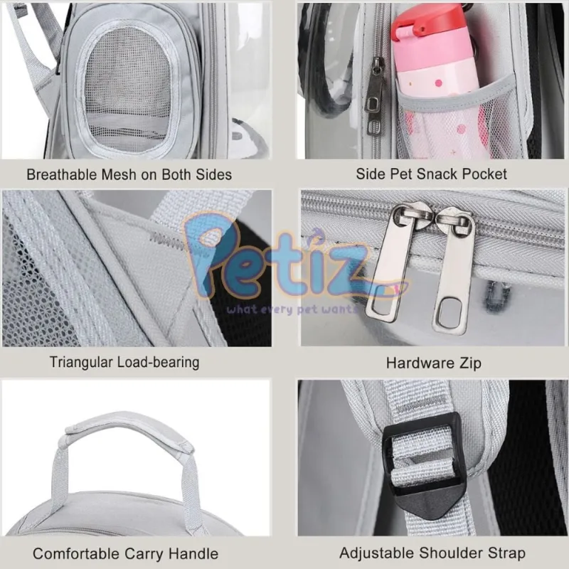 Sac à Dos de Transport pour Chat transparent petit chien avec Capsule Spatiale