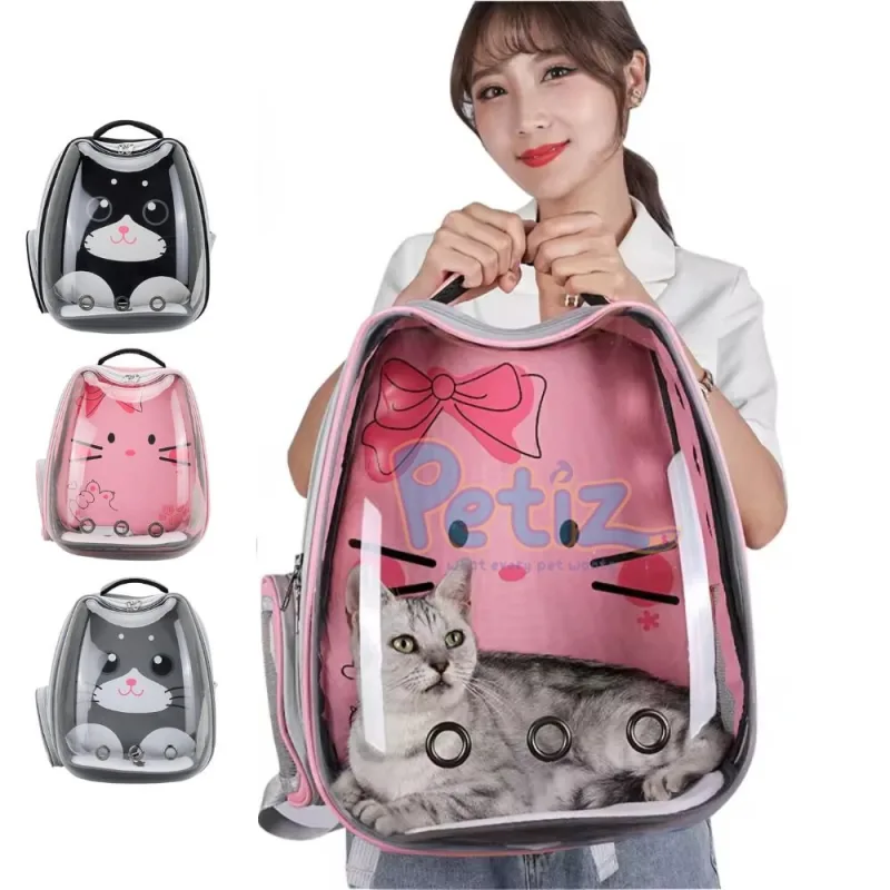 Sac à dos de transport transparent respirant pour Chat en forme de chat Hello Kitty