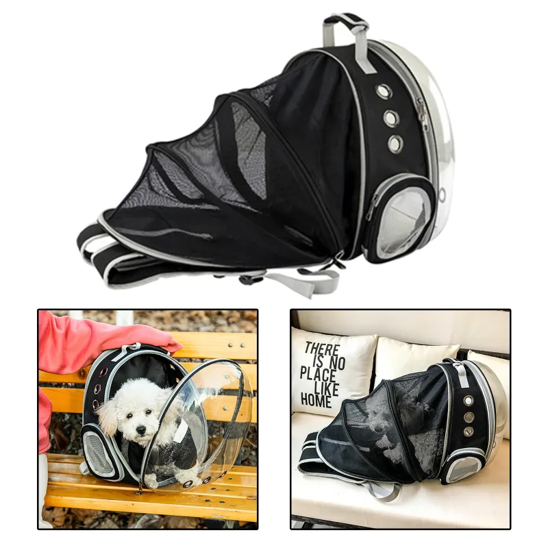Sac à dos pour chat extensible avec doublure en forme de dôme pour voyage, randonnée, camping Grand Sac à Dos de Transport pour Chat à l’avant et à l’arrière Extensible Transparent à Bulles pour Petit