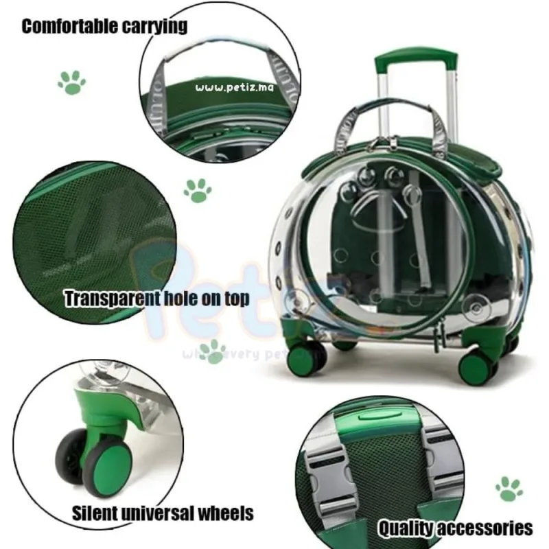 Sac de transport à roulettes pour chat et petit chien – Voyagez en toute simplicité – déal pour les trajets quotidiens, les voyages en voiture, en avion ou les visites chez le vétérinaire