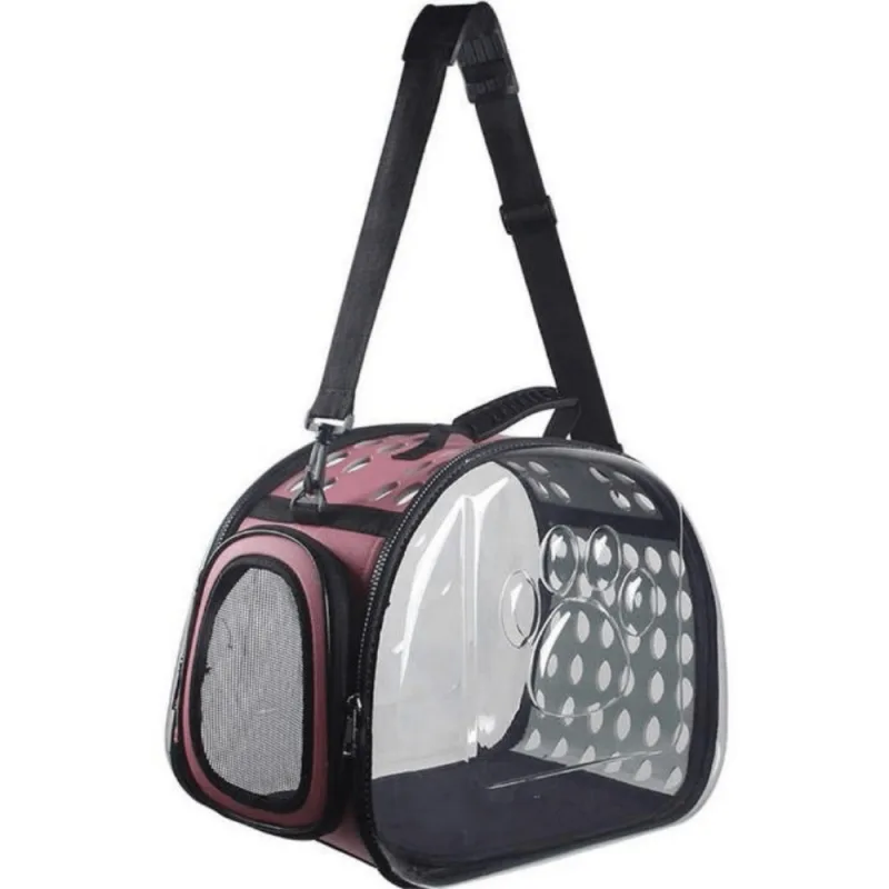 Sac Transport transparent pour Animaux De Compagnie, Caisse de Transport Chat et petit chien, Pliable avec Bandoulière Réglable, Respirant Sac de Transport Chat avec Capsule, transparent universel.