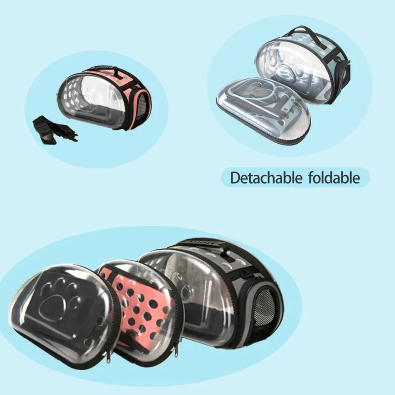 Sac Transport transparent pour Animaux De Compagnie, Caisse de Transport Chat et petit chien, Pliable avec Bandoulière Réglable, Respirant Sac de Transport Chat avec Capsule, transparent universel.