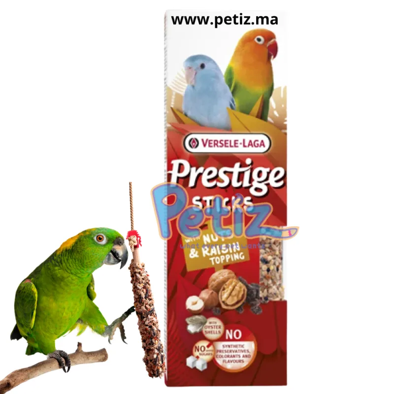 Sticks Versele Laga pour Petits Perroquets et Perruches – Friandises Naturelles aux Graines, Noix et Raisins Secs