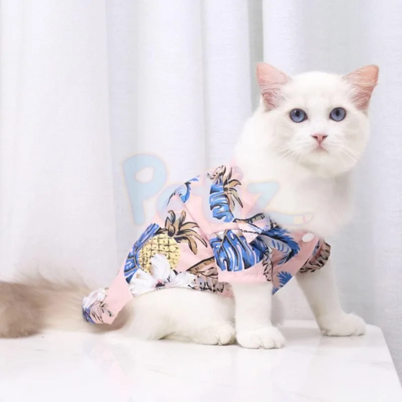 T-shirt Chemise pour chien et chat Style Hawaïen Vêtements D’été