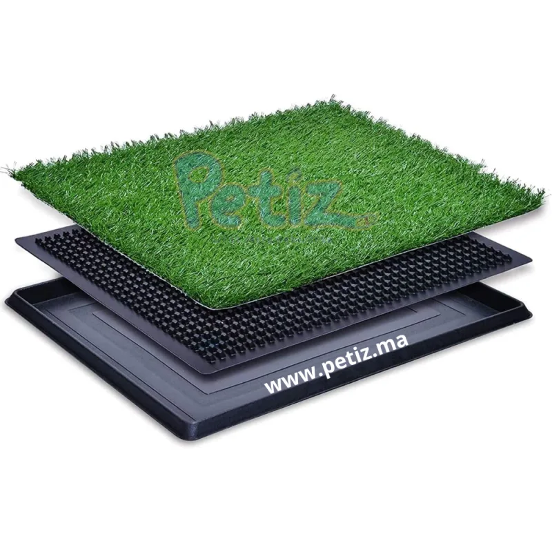 Tapis d’apprentissage Toilette XL pour Chien, Chiot et Petit Animal – Avec Bac Collecteur et Gazon Artificiel – Hygiénique, Réutilisable et Facile à Nettoyer