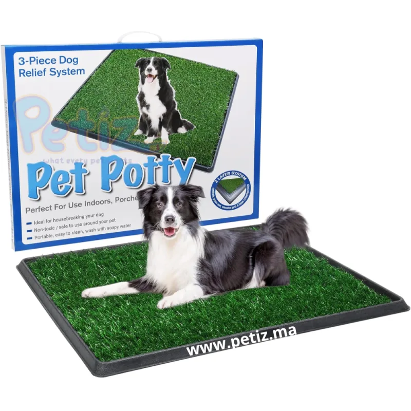 Tapis d’apprentissage Toilette XL pour Chien, Chiot et Petit Animal – Avec Bac Collecteur et Gazon Artificiel – Hygiénique, Réutilisable et Facile à Nettoyer