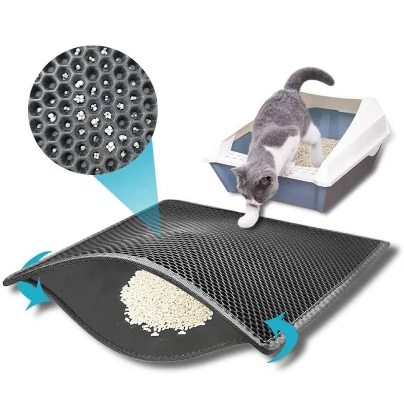 Tapis Trappeur De Litière pour Chat imperméable Double couche