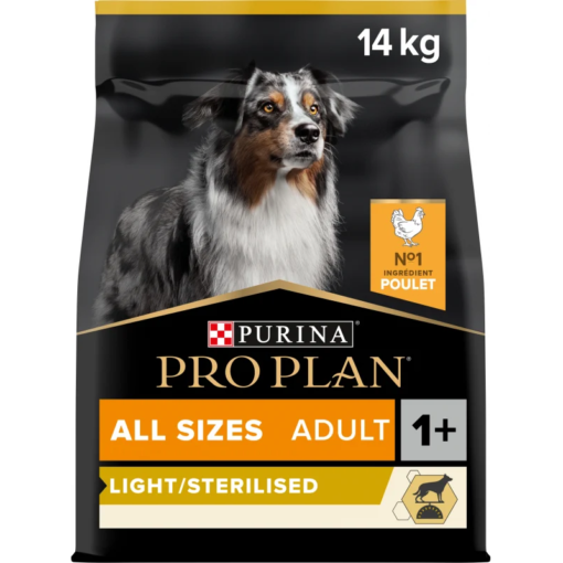Croquettes Pro Plan All Sizes Adult Light / Sterilised au Poulet alimentation complète pour chiens adultes à faible teneur en matières grasses