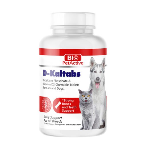 D-Kaltabs Bio PetActive – 84 Comprimés Calcium + Vitamine D3 pour Chats et Chiens | Croissance, Grossesse, Lactation, Os & Articulations