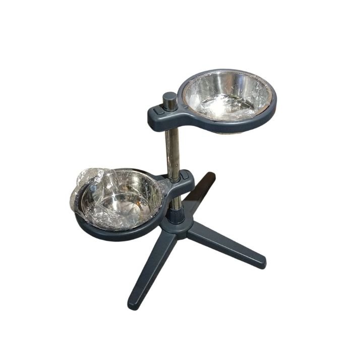 Double Gamelle Inox Réglable sur Pied pour Chien et Chat | Support Ergonomique Anti-Dérapant