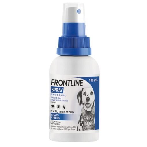 Frontline Spray Antiparasitaire – Pour Chiens, Chats, Chiots et Chatons | Élimine Puces et Tiques Rapidement