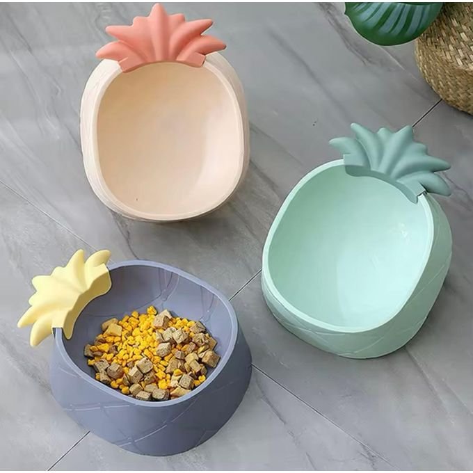 Gamelle Ananas Antidérapante pour Chat et Petit Chien – Bol d’Alimentation Design en Plastique Alimentaire